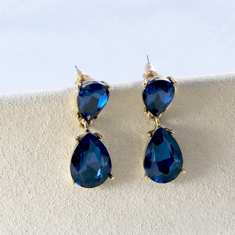 Blue Crystal Drop Earrings